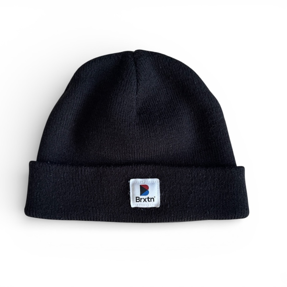 Brixton Black Beanie Hat Cuffed Knit Logo Patch Casual Outdoor One Size